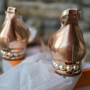 Dunion Metallic Sandals Pearl Details NWT